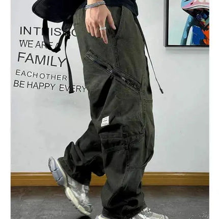 American Streetwear Multi-Pocket Cargo Pants Men High Quality Fashion Baggy Pants Plus Size Black Army Straight-Leg Trousers