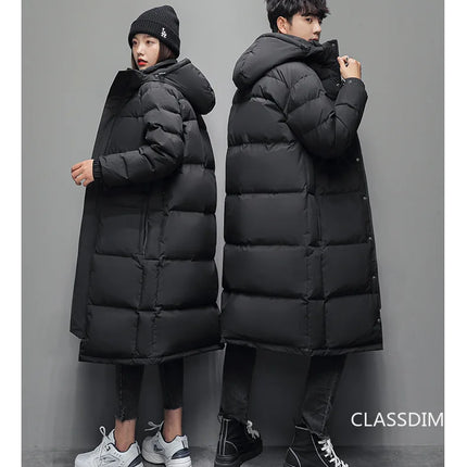 New Winter Men Long Puffer Jackets Hooded Duck Down Coats Unisex Casual Down Jackets Couples Outdoor Windproof Warm Jackets 3XL