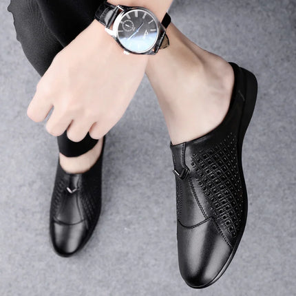 2024 Adulto Estate Mezza Trascinare Piselli In Pelle Mens Scarpe Da Guida Penny Mocassini da Uomo Mocassini Uomo Muli Tenis Masculino Bianco