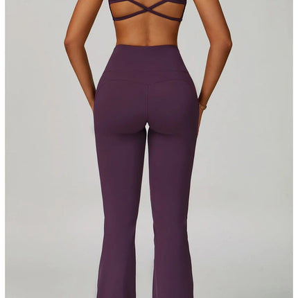 Flared Leggings Women's Wide-leg Pants High Waisted Hip lifting Yoga Pants Quick Drying Running Exercise Fitness Bell bottoms PlatiNum