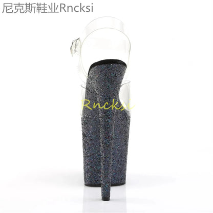 20cm High-heeled sandals women's new transparent word with high heels, stilettos and sexy super high-heeled sandals