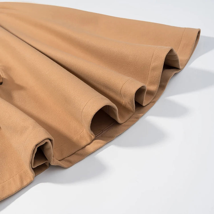 5 Colors New Autumn High Collar Woolen Cape Coat Tie Bow Sashes Long Bat Sleeve Front Buttons Cloak Shawl Jacket Loose Outerwear