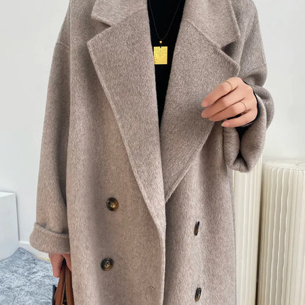 Women And Men Unisex Thicken Warm X-long Alpaca Woolen Overcoat Winter Cashmere Wool Maxi Loose Coat Oversize Cloak Outsize