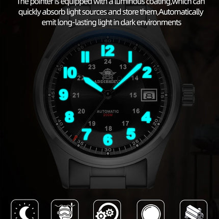 ADDIESDIVE Luxurious Men's Automatic Watch 8215 Mechanical Watch Sapphire Glass 200m Waterproof Analog Luminous Watches AD2525