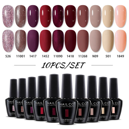 NAILCO 15ml Green Blue Series UV Nail Gel Polish Blue Colors UV&LED Gel Varnish Red Soak Off Semi Permanent LED Nail Gel Varnish