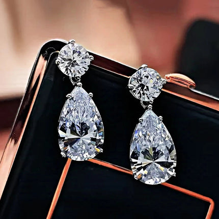 BXINY 19Carat All Moissanite Water Drop Earrings S925 Silver Pear Cut Diamond for Women Wedding Bride Gift Jewelry GRA Certified PlatiNum