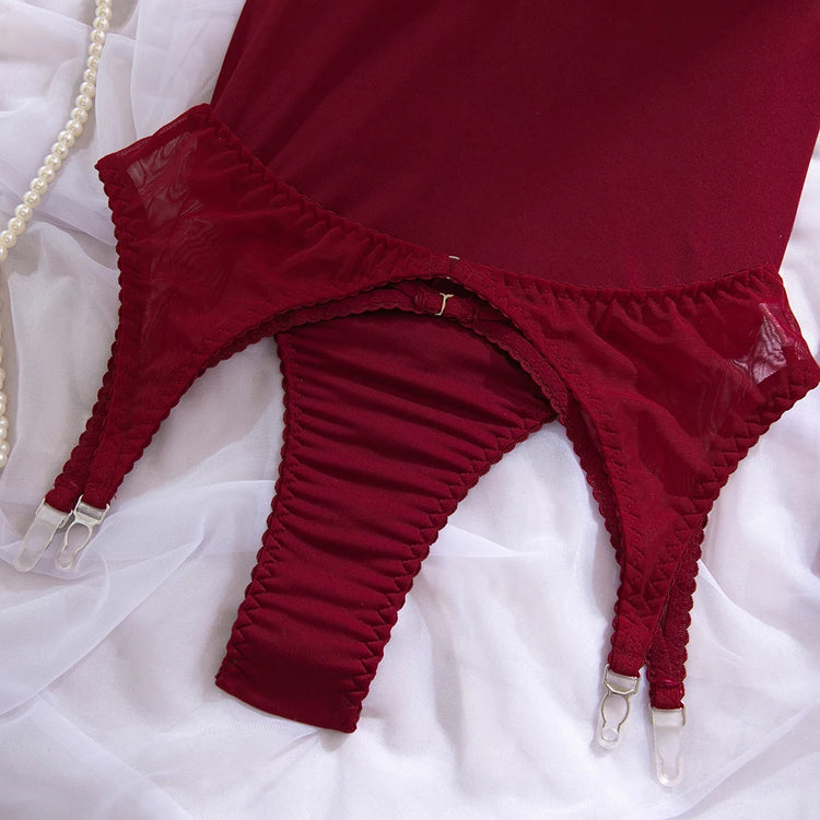 New Arrivals 4 Piece Garter Bodysuit Lingerie Sets with Stockings Women Elegant Private Intimate Hot Underwear Bra Set