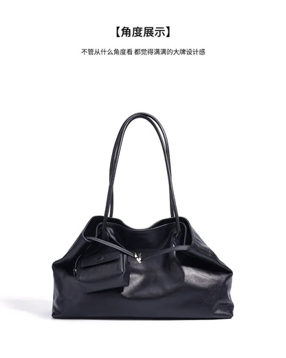 Motingsome Oversized Natural Leather Woman Bags 2025 New Fashion Handbag and Purses Large Capacity Commuter Bag Casual Tote