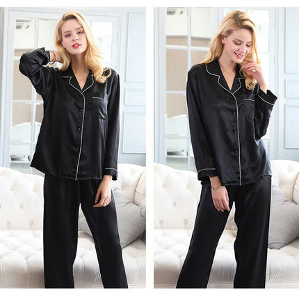 Pigiama di seta di gelso 100% donna estate inverno primavera a maniche lunghe in due pezzi coppia servizio a domicilio pigiama di seta per signora
