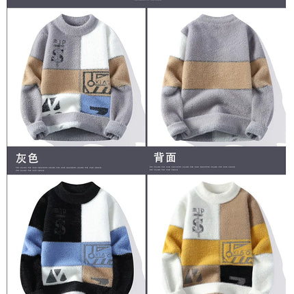 2024 winter new style men's sweater knitted long sleeve Warm Men Fashion Sweaters Thicken Warm wool pullovers Sweater male