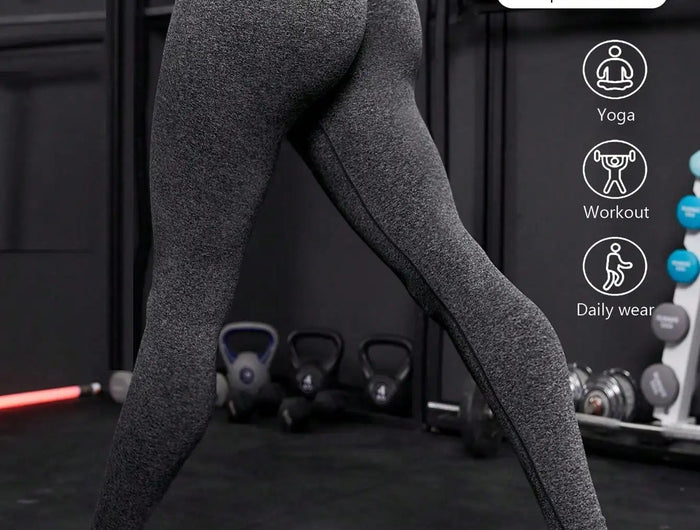 Seamless letter peach yoga pants, hip lifting yoga clothes, tight fitting high waisted sports and fitness pants for women PlatiNum