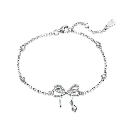 3 pezzi 925 Sterling Silver Crystal Bownot collana bracciale orecchini Set di gioielli per le donne uomo matrimonio fidanzamento gioielli per feste platinumshop