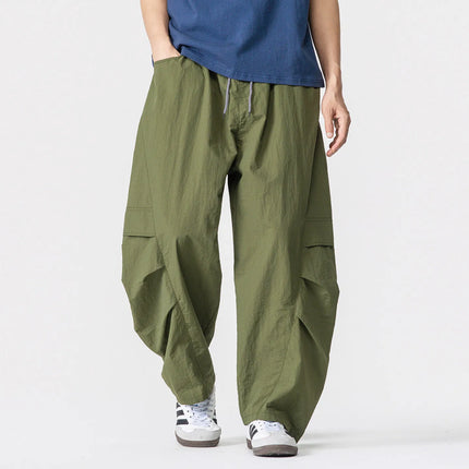 Pantaloni estivi da uomo Haori Harajuku Pantaloni a gamba larga con elastico in vita Pantaloni comodi da uomo oversize per sport all'aria aperta Pantaloni da jogging Streetwear