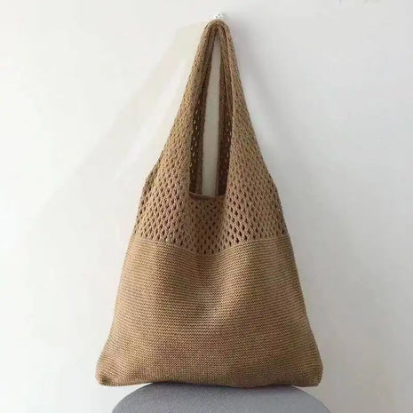Borse a maglia da donna, borsa tote grande capacità, borsa estiva da spiaggia, borsa grande casual, borse a tracolla intrecciate a nido d'ape, borsa da donna