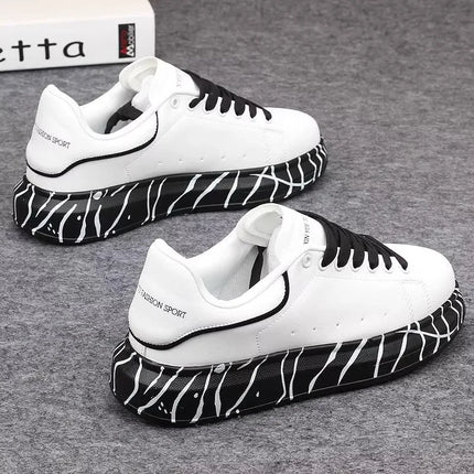 Brand men's shoes, fashionable and versatile couple's sneakers, breathable sports and leisure thick-soled women's white shoes