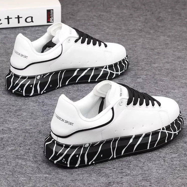 Brand men's shoes, fashionable and versatile couple's sneakers, breathable sports and leisure thick-soled women's white shoes