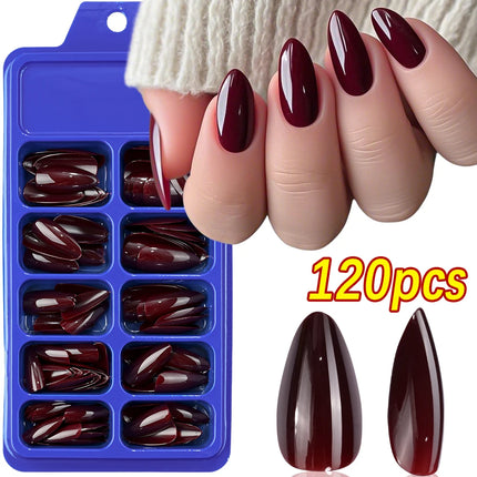120Pcs Short Square Coffin Glossy Pink Full‑Cover Press‑On Acrylic Fake Nail Tips For DIY Nail Art Decoration
