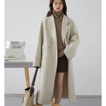 CHIC VEN Women Long Double-sided Woolen Coats Retro Loose Female Overcoat Double Breasted Ladies Windbreak Autumn Winter 2026