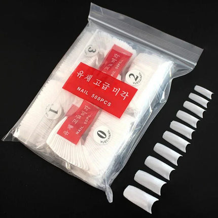500pcs Half Cover False Nails Press on Nails Tips Clear Acrylic Nails 10 Sizes   for Nail Salons and DIY Nail Art A-08