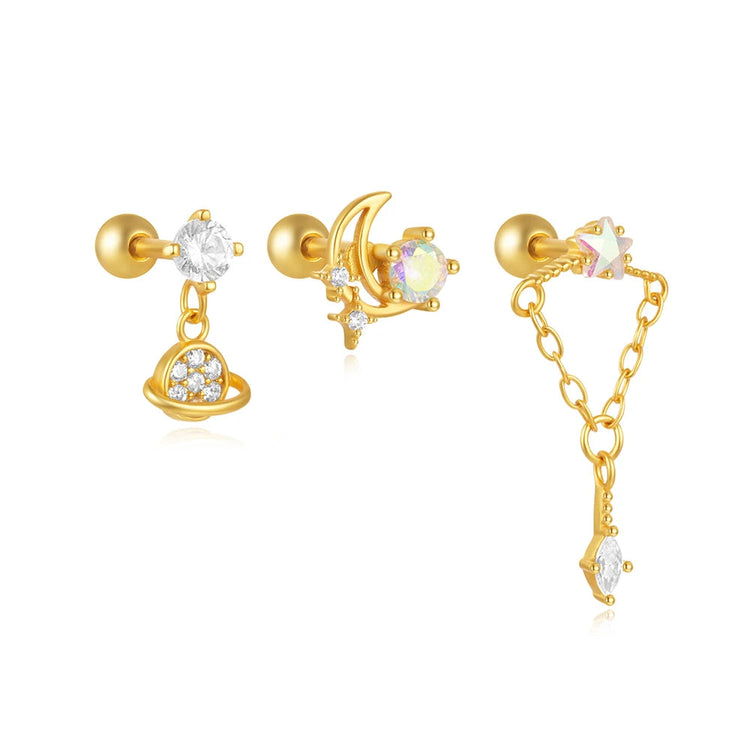 AIDE Heart Round Ball Flat Helix Piercing Earring 925 Sterling Silver Ear Studs Geometric Zircon Exquisite Trinket Studs Aretes PlatiNum