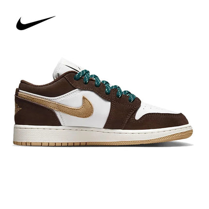 Nike Air Jordan 1 Low SE (GS) Scarpe sportive casual da basket unisex marrone-bianco a taglio basso, resistenti e traspiranti FB2216-200 platinumshop