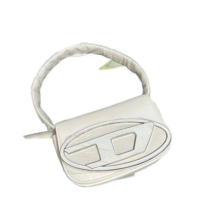 Borsa a Tracolla in Pelle PU Effetto Specchio Argento Lucido con Decorazione Ovale in Rilievo, Tracolla Staccabile, Mini Borsetta Futuristica da Donna