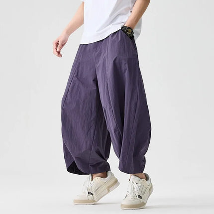 2026 Pantaloni estivi a gamba larga Vendite da uomo Pantaloni casual Stili giapponesi Samurai Costume Harun Pantaloni da uomo Pantaloni lanterna Pantaloni sportivi