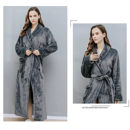 Donna Autunno e Inverno Caldo Lungo Velluto Corallo Spessore Coppia Accappatoi Da Bagno Uomo Donna Pigiama Doccia Accappatoio Asciugamani Da Bagno Per Adulti