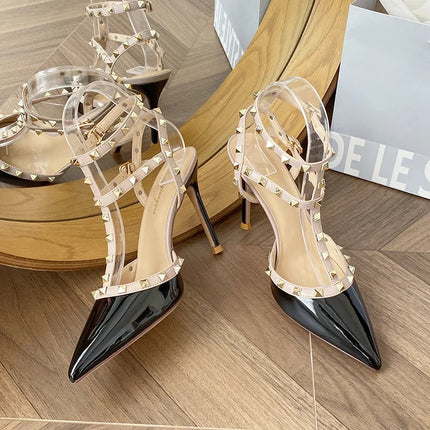 Scarpe da Donna di Design, Lussuose e Sexy con Borchie, Tacchi Alti Estivi, Sandali a Punta Stile Francese, Scarpe da Cerimonia, Zapatos De Mujer platinumshop