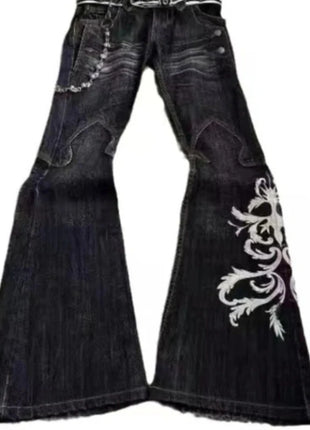 Jeans Larghi Y2K Micro La Retro 2006, Nuovi Pantaloni a Vita Alta Stile Harajuku, Jeans Larghi Ricamati da Donna con Stile Rock Punk