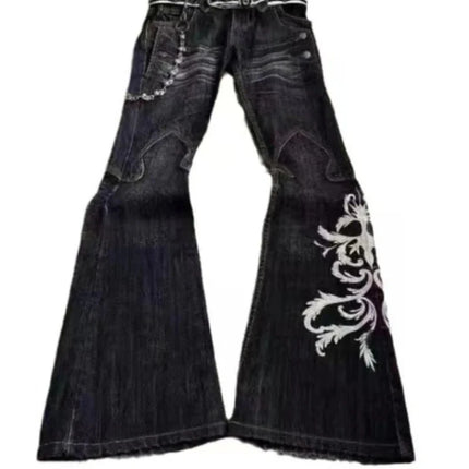 Jeans Larghi Y2K Micro La Retro 2006, Nuovi Pantaloni a Vita Alta Stile Harajuku, Jeans Larghi Ricamati da Donna con Stile Rock Punk