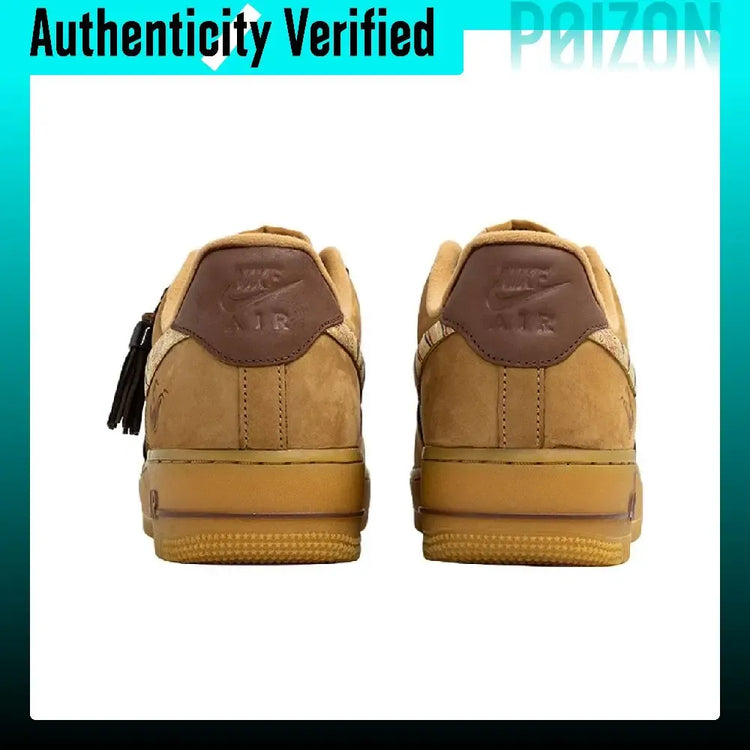 Nike Air Force 1 Wan Hua Nong, Brown Yarn, Shopping Bag Abrasion Resistant Low top Skateboard Shoes Unisex Brown