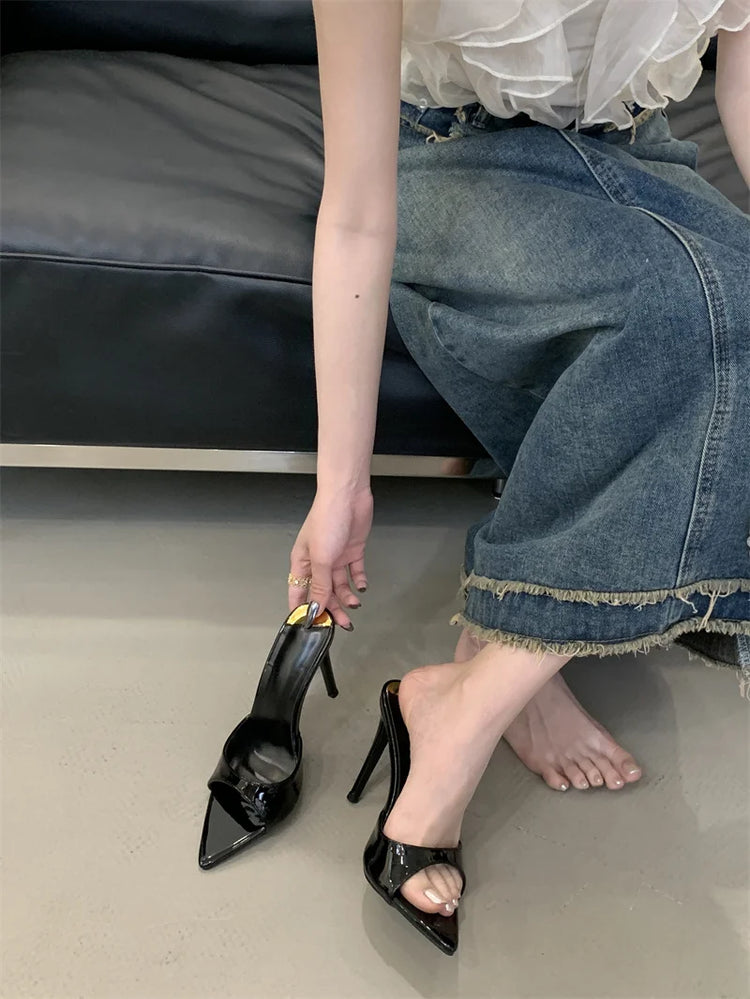 Hlieny 2026 Moda estiva Tacchi a spillo Donna Pantofole a punta Banchetto Abito Sandali Festa Matrimonio Mulo Presentazioni aziende produttrici giochi Scarpe
