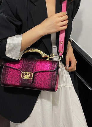 New Ladies Metal Buckle Simple Fashion Shoulder Bag Party Commuting Bag Women Luxury Brand Design PU Leather Bag PlatiNum