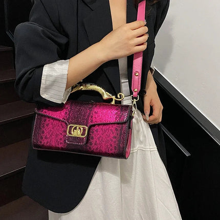New Ladies Metal Buckle Simple Fashion Shoulder Bag Party Commuting Bag Women Luxury Brand Design PU Leather Bag PlatiNum