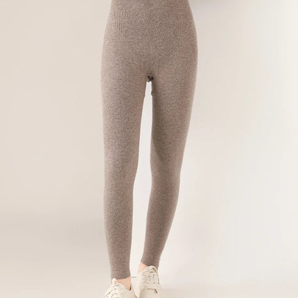 Women's Wool Leggings Slim Warm Autumn Winter High Waisted Elastic Tight Pants 100% Merino Wool Knitted Skin-friendly Leggings PlatiNum