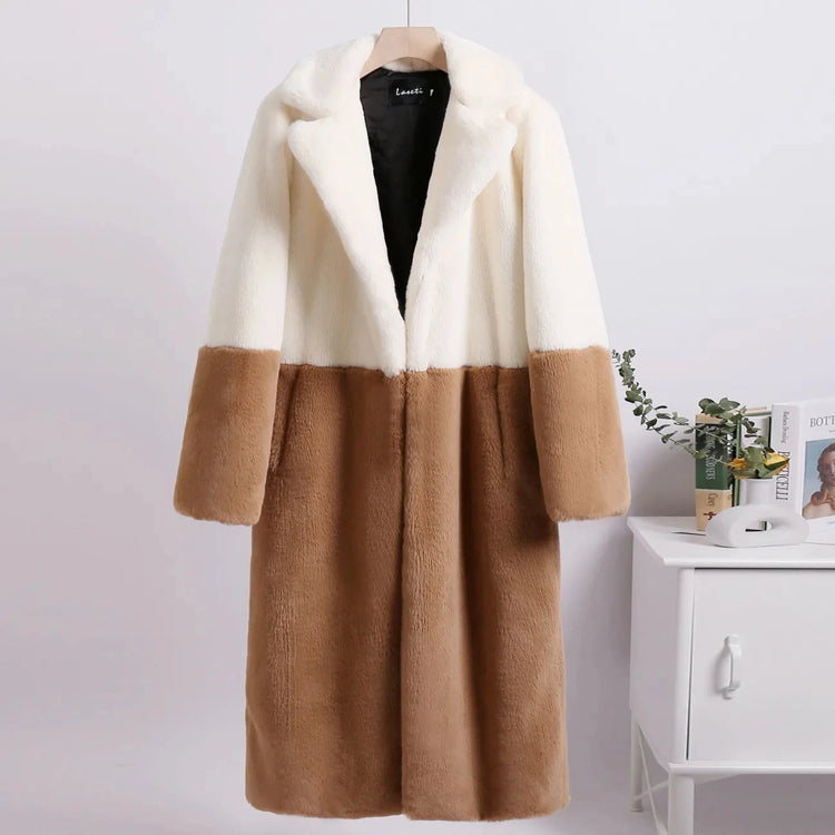 Cosy Loose Faux Fur Coat Womens Faux Fur Fuzzy Hooded Fluffy Ears Surcoat Overcoat Woman Winter Warm Outerwear Snowy Day Wrap