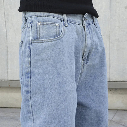 Spring Autumn Men Baggy Jeans Oversize Straight Loose Casual Denim Trousers Solid Color Streetwear Fashion Y2k Wide Leg Pants PlatiNum