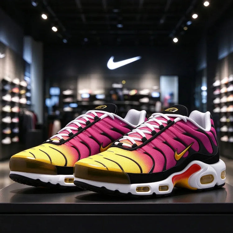 Nike Air Max Plus TN Men Sneakers Gradient Mesh Low Top Casual Shoes Yellow Red Breathable Comfort Sports Shoes DX0755-600