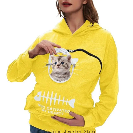 Cartoon Cats Dog Sweatshirt Women's Fit Including Pet Window And Breathable Mesh For Comfortable Carrying D0UB