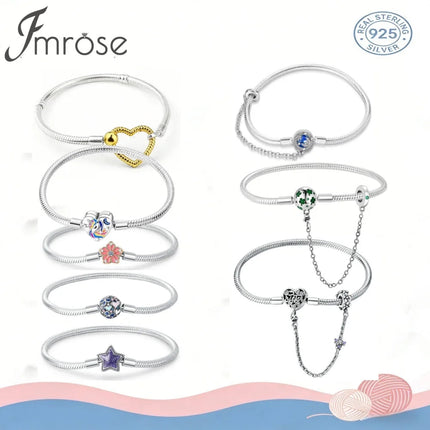 Bracciali Fai-da-Te in Argento Sterling 925 con Catena a Serpente e Cuore per Donne, Creazione di Gioielli Artigianali Eleganti PlatiNum