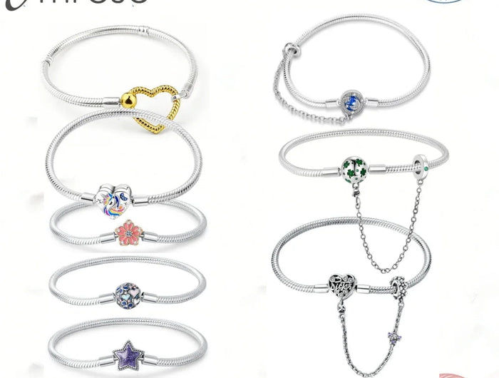 Bracciali Fai-da-Te in Argento Sterling 925 con Catena a Serpente e Cuore per Donne, Creazione di Gioielli Artigianali Eleganti PlatiNum