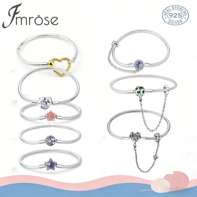 Bracciali Fai-da-Te in Argento Sterling 925 con Catena a Serpente e Cuore per Donne, Creazione di Gioielli Artigianali Eleganti PlatiNum