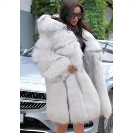 2026 Winter Women Faux Fur Jacket Coat Solid White Long Sleeve Thick Warm Overcoat Outwear Fluffy Coat For Women