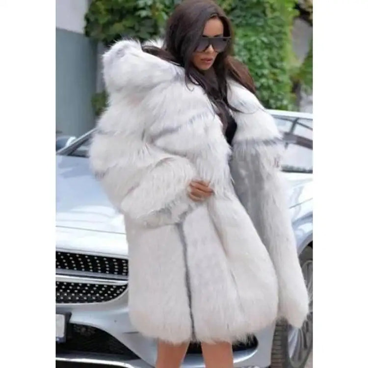 2026 Winter Women Faux Fur Jacket Coat Solid White Long Sleeve Thick Warm Overcoat Outwear Fluffy Coat For Women