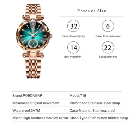POEDAGAR Orologi al quarzo da donna eleganti di lusso Orologio impermeabile in acciaio inossidabile per donna Orologio da polso da donna alla moda casual reloj platinumshop