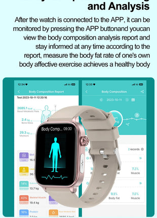 2025 Nuovo AI Diagnosi Lipidi nel sangue Acido urico Test di composizione corporea Smart Watch per uomo ECG + PPG Chiamata Bluetooth Salute Smartwatch platinumshop