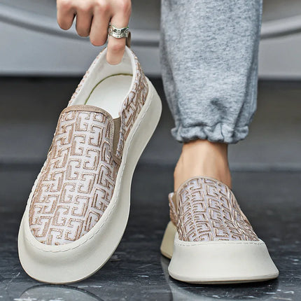 2025 Autumn New Fashion Shallow Mouth Casual Canvas Shoes for Men Breathable Comfortable Niche Design Versatile Chunky Sneakers