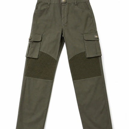Men 100% Cotton Tactical Cargo Pants Multi‑Pocket Spliced Striped Trousers Spring Autumn Casual Outdoor Long Pants For Male