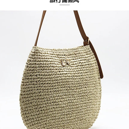 Borsa a Spalla da Donna Estiva in Paglia Intrecciata, Borsa Grande Capacità Artigianale in Rattan, Borsa Tote di Lusso Designer da Spiaggia